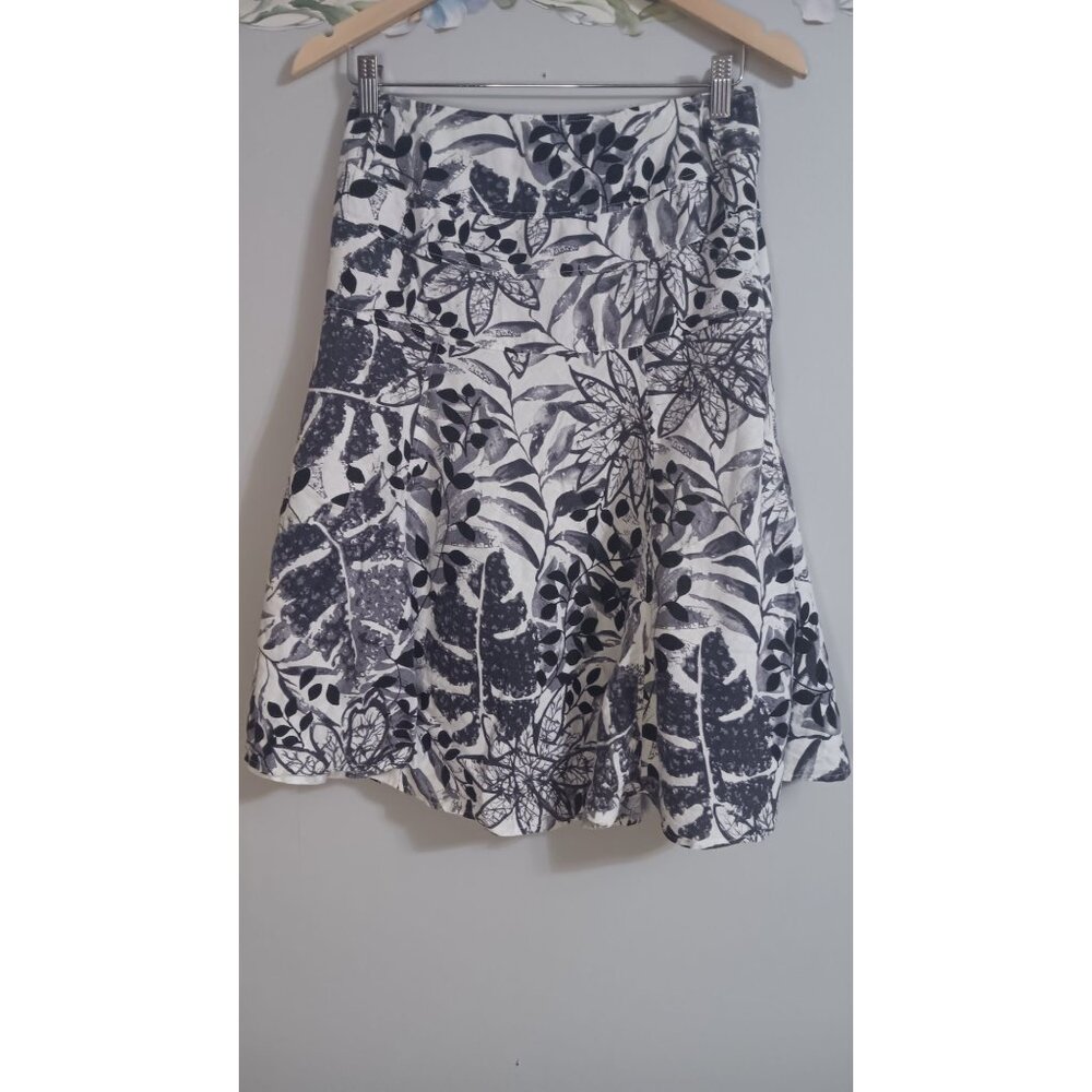 Linea Domani 4 Midi Linen Nature Lined Grey White Event Party Work Skirt